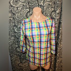 Nuggles Women's Long Sleeve Colorful Plaid Top